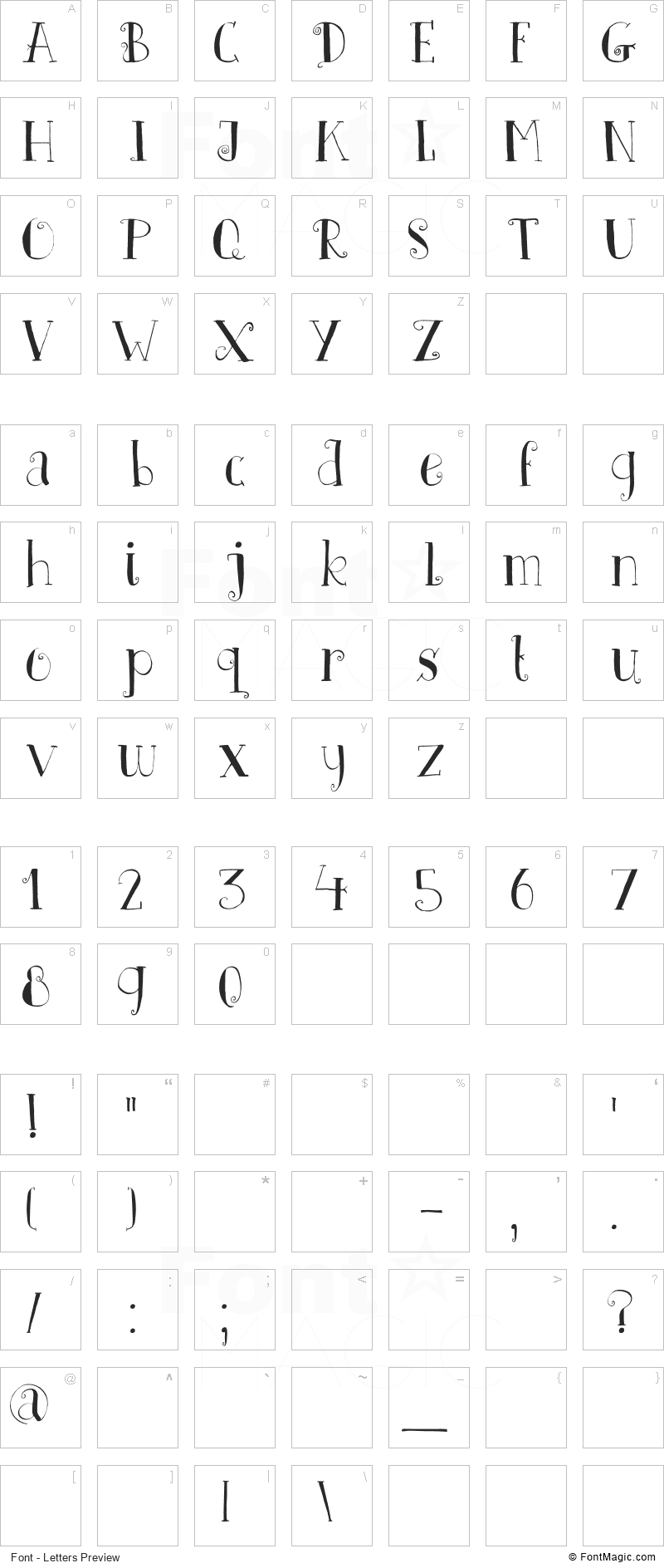 DK Father Frost Font - All Latters Preview Chart